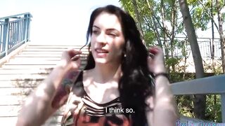 Pulled gothic amateur giving blowjob into exchange of some money