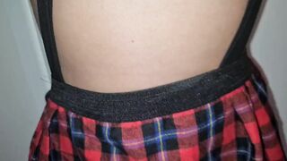 Student gets skirt lifted (bushy snatch)