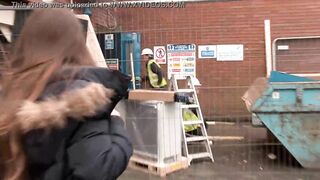 La bella blonde first pisses on the bus showing her