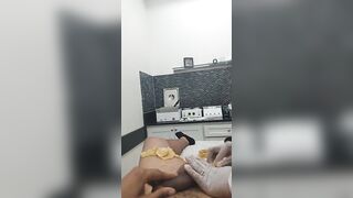 Young Women waxes cock