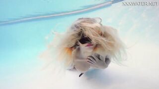 Sophie Murena blonde goddess masturbating into the pool
