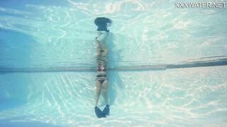 Sophie Murena blonde goddess masturbating into the pool