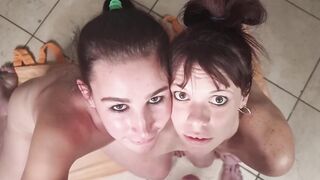 CUM whores begging to got their held open eyes filled