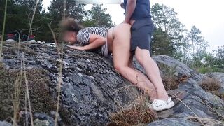 Anal pounded of a LONG BOOTY COUGAR on the beach!