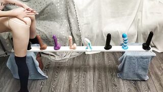 Small Hot Testing All Her Toys and takes LONG Orgasm