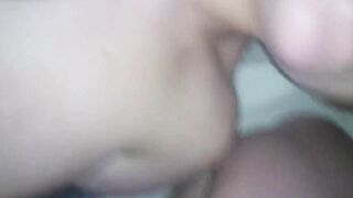 Nicole blowing mates dick after he's cum into her