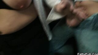 Men cum on crazy sexy long hooters on fat party