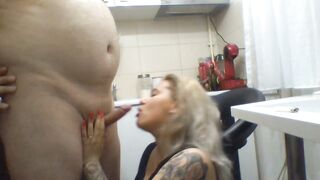 kitchen cummed and blowing cock Hot big titted blonde