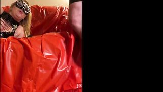 Rubber couch peeing, heavy stream of urine soaking kitty