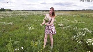 Blonde Vulgar inside Nature and Jerk Off into the Field