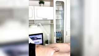 Male cock depilation with piercing