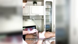Male cock depilation with piercing