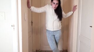 Desperate peeing inside my jeans and fleece jacket