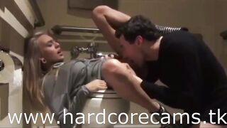 hardcore teenie nailed into outdoors WC