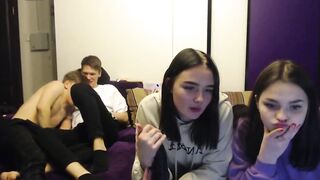 2 sisters and 3 nude men