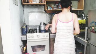 She is angry, but we had sex inside the kitchen