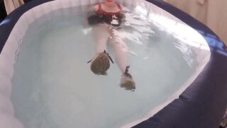 goddess hot tub inside sneakers and Miniskirt