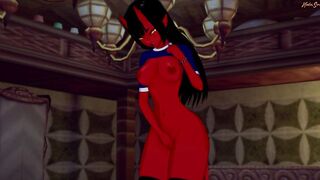 Meru the Succubus finger bang her cunt while sitting on a