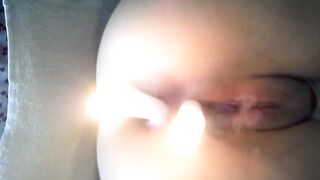 INSANE - 2 candles 1 inside her vagina and 1 inside her booty