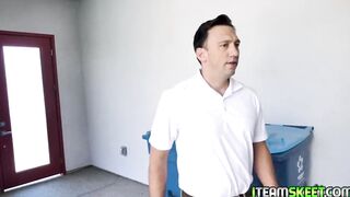 Stepdad caught his step-daughter masturbating at the living room