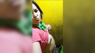 Woman take a shower scrb people