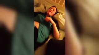 nice mom facial cum on bed