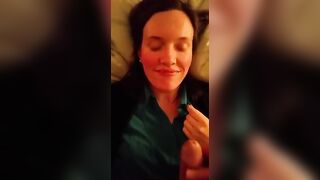 nice mom facial cum on bed