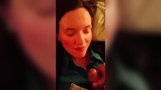 nice mom facial cum on bed