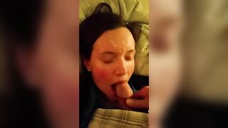 nice mom facial cum on bed