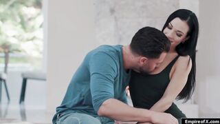 Dark Haired lover grind her clitoris while getting plowed rough