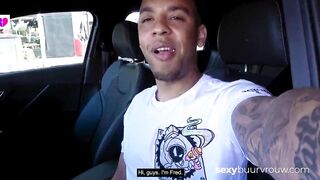 African man bangs white woman into vehicle - almost caught