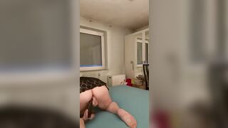 German anal rides a big vibrator