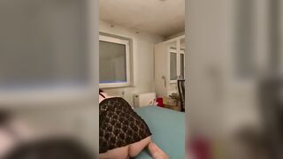 German anal rides a big vibrator