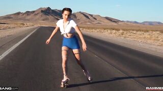 BANG Surprise - Dark Haired Goddess Freya Parker Skates Inside Wild