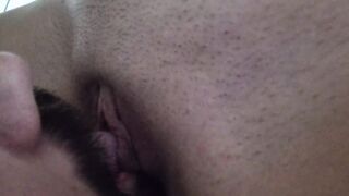 licking her clitoris with tongue flicking her bean