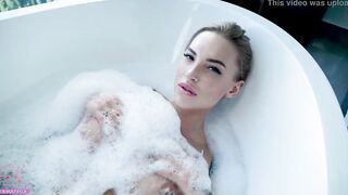 Slutty Blonde and 2 Big Toys inside the Bath Tub