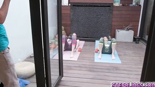 Stud having a taste of these vulgar stepsisters soak pussies