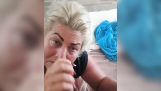 My honey gets cum on her face