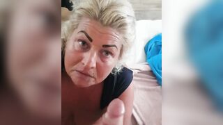 My honey gets cum on her face