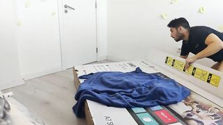 Fucking my step mother through a hole inside a box,