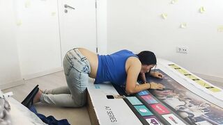 Fucking my step mother through a hole inside a box,
