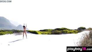 Thin all natural nude hot Ariel liking the sunshine at