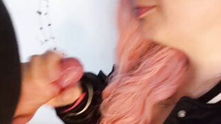 Hottie 18 Year Old with bunny ears sloppy Fellatio with cummed