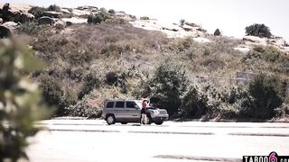 Teenie with vehicle trouble bj and fucking inside outside