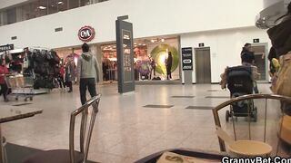 He picks up blonde petite grandma for play