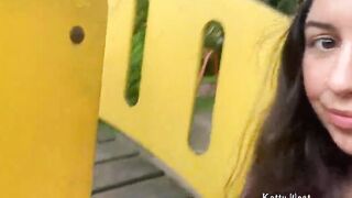 Risky playground masturbation and peeing inside outdoor