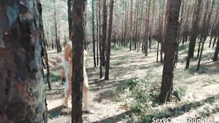 Tiffany fucks into the outside forest and nude walk