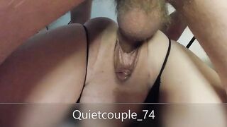 Spreading her vagina while she got banged!