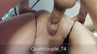 Spreading her vagina while she got banged!