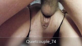 Spreading her vagina while she got banged!